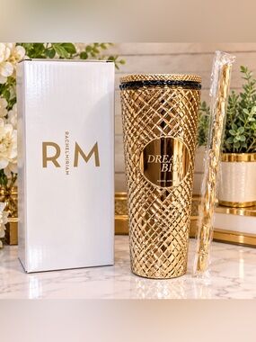 ✨ Rachel Miriam “Dream Big” Textured Gold Tumbler – 24 oz. – NIB